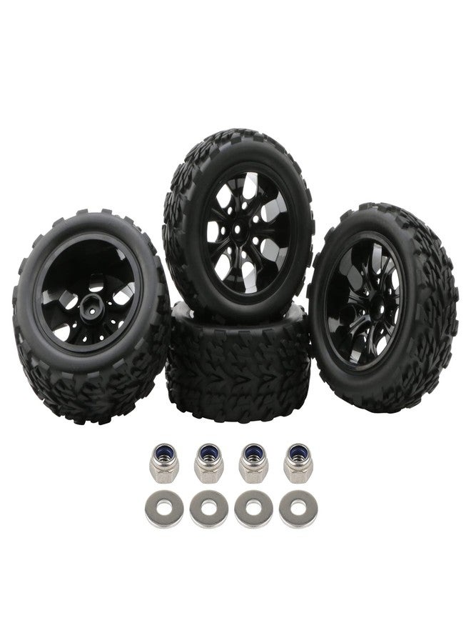 Rowiz RC Car Tires 1/10 Scale Accessories 12mm Hex RC Wheel and Tires Soft Rubber Offroad Tyre for 1/10 Monster Truck, 4 Pack - Image 1